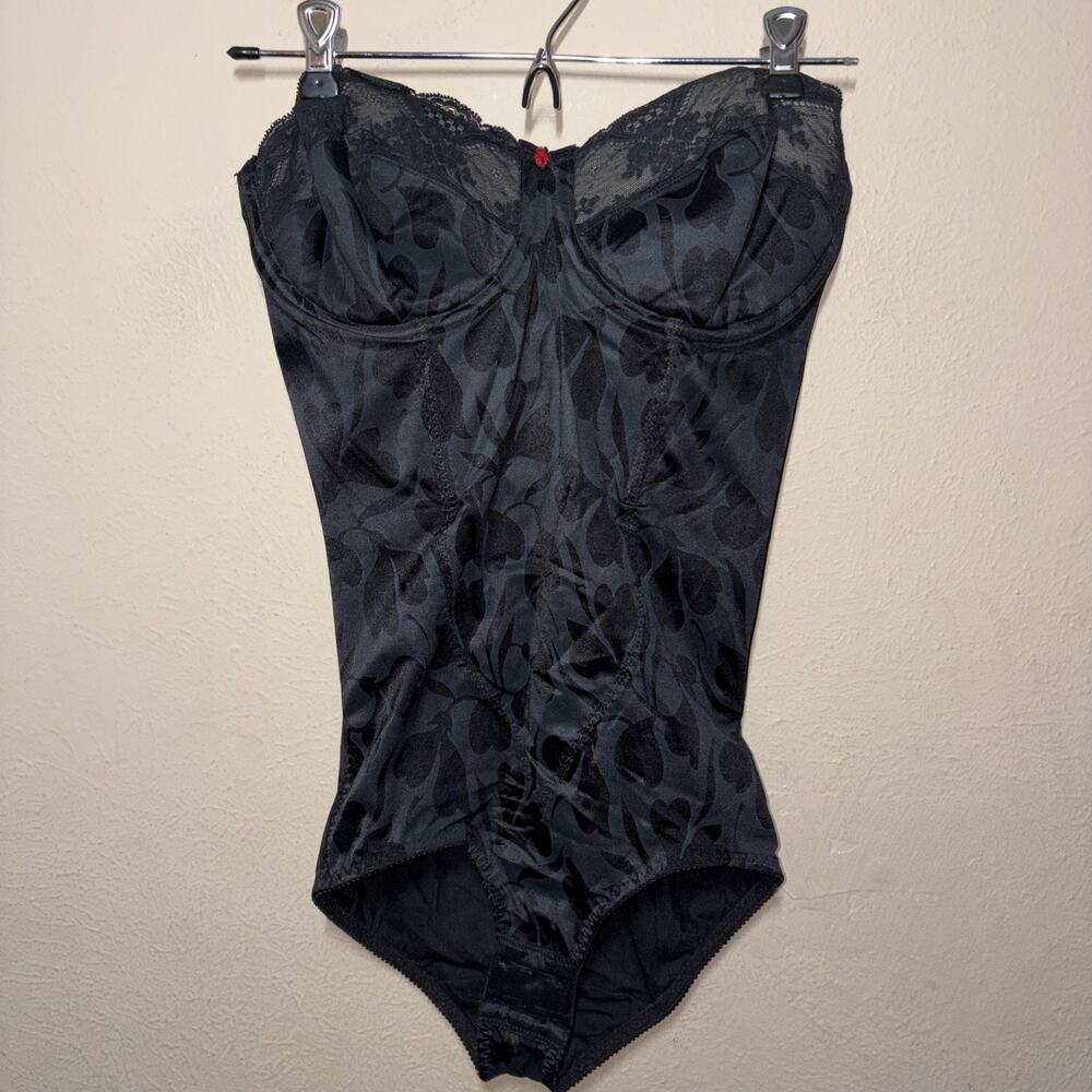 Vintage Flexees Bodyshaper Bodysuit Black Size 36C Style 5858 Strapless EUC